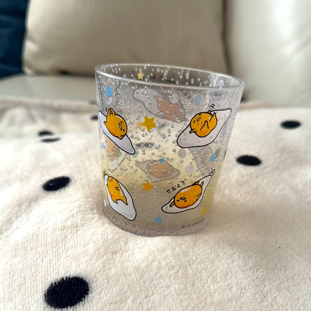 Sanrio Gudetama Clear Glass with Yellow Accents
